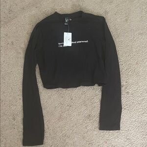 Windsor Black Graphic Long Sleeve Crop Top